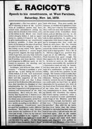 Tapa de E. Racicot's speech to his constituents