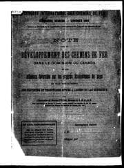 Tapa de Note sur le développement des chemins de fer dans le dominion du Canada