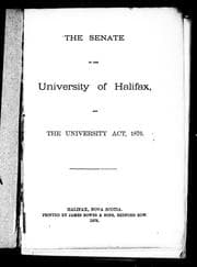 Tapa de The Senate of the University of Halifax and the University Act, 1876