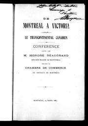 Tapa de De Montréal à Victoria par le transcontinental canadien
