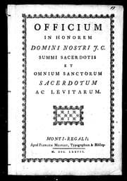 Tapa de Officium in honorem Domini nostri J.C. summi sacerdotis et omnium sanctorum sacerdotum ac levitarum