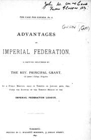 Tapa de Advantages of imperial federation