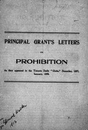 Tapa de Principal Grant's letters on prohibition