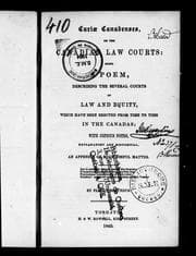 Tapa de Curiæ canadenses, or, The Canadian law courts