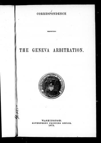 Tapa de Correspondence respecting the Geneva arbitration