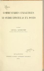 Tapa de Commentarius exegeticus ad Ovidii Epistulas ex Ponto