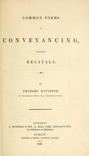 Tapa de Common forms in conveyancing
