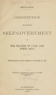 Tapa de Constitution establishing self-government in the islands of Cuba and Puerto Rico