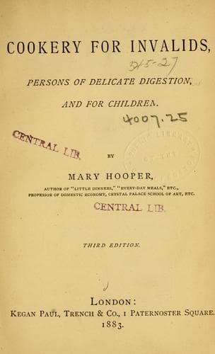 Tapa de Cookery for invalids