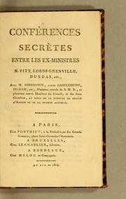 Tapa de Conférences secrètes entre les ex-ministres M. Pitt, Lords Grenville, Dundas, etc