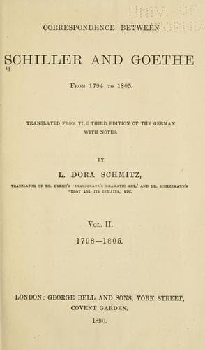 Tapa de Correspondence between Schiller and Goethe, from 1794 to 1805