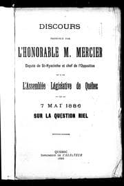 Tapa de Discours prononcé par l'Honorable M. Mercier, député de St-Hyacinthe et chef de l'opposition