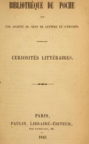 Tapa de Curiosités littéraires.