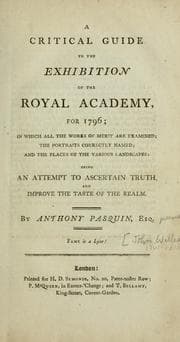 Tapa de A critical guide to the exhibition of the Royal Academy, for 1796