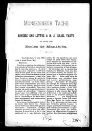 Tapa de Monseigneur Taché addresse une lettre à M.J. Israel Tarte au sujet des écoles de Manitoba