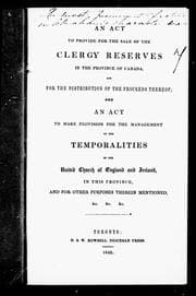 Tapa de An act to provide for the sale of the clergy reserves in the province of Canada, and for the distribution of the proceeds thereof