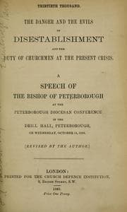 Tapa de The danger and the evils of disestablishment and the duty of churchmen at the present crisis