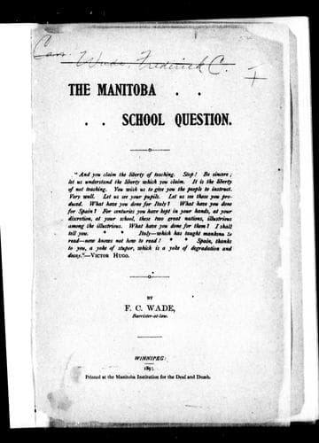 Tapa de The Manitoba school question