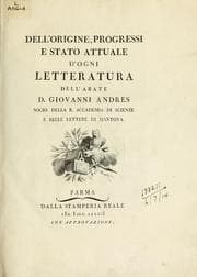 Tapa de Dell'origine, progressi e stato attuale d'ogni letteratura