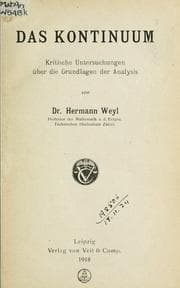 Tapa de Das Kontinuum, kritische Untersuchungen über die Grundlagen der Analysis