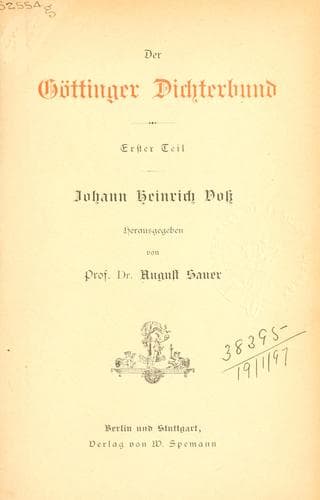 Tapa de Der Göttinger Dichterbund