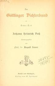 Tapa de Der Göttinger Dichterbund