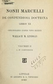 Tapa de De compendiosa doctrina libros 20. Onionsianis copiis usus edidit Wallace M. Lindsay