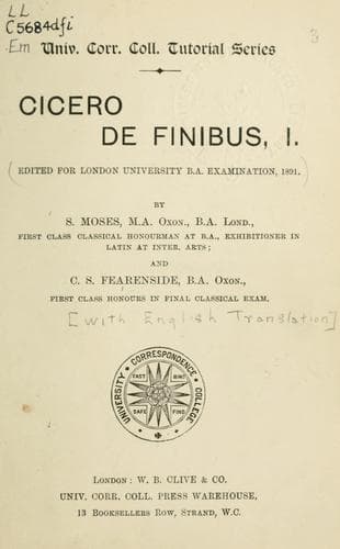 Tapa de De finibus, I