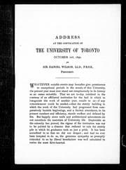 Tapa de Address at the convocation of the University of Toronto, October 1, 1890