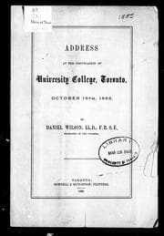 Tapa de Address at the convocation of University College, Toronto, October 16th, 1885