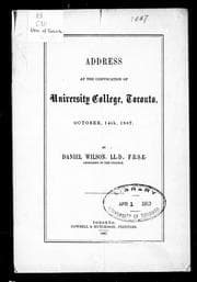 Tapa de Address at the convocation of University College, Toronto, October, 14th, 1887