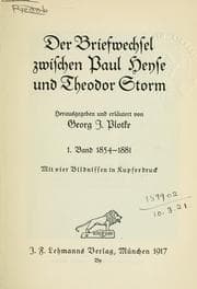 Tapa de Der Briefwechsel zwischen Paul Heyse und Theodor Storm