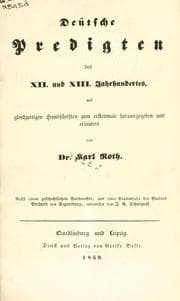 Tapa de Deutsche Predigten des XII. und XIII. Jahrhundertes