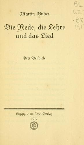 Tapa de Die Rede, die Lehre und das Lied