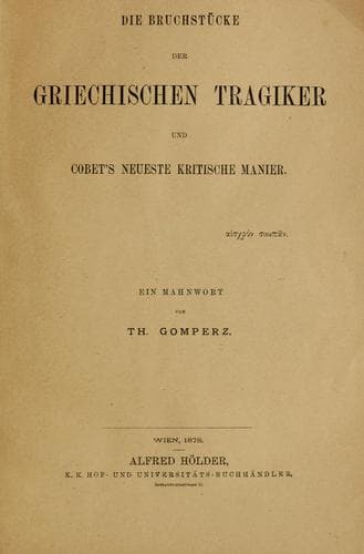 Tapa de Die Bruchstücke der griechischen Tragiker