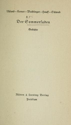 Tapa de Der Sommerfaden