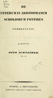 Tapa de De veterum in Aristophanem scholiorum fontibus commentatio