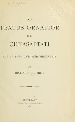 Tapa de Der textus ornatior der Çukasaptati