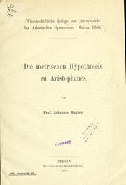 Tapa de Die metrischen Hypotheseis zu Aristophanes