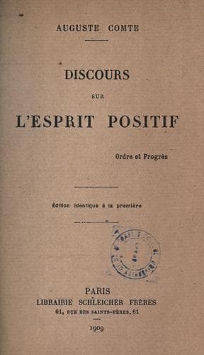 Tapa de Discours sur l'esprit positif