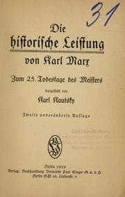Tapa de Die historische Leistung von Karl Marx