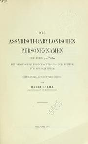 Tapa de Die Assyrisch-Babylonischen Personennamen