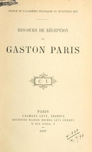 Tapa de Discours de réception de Gaston Paris