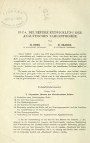 Tapa de Die neuere Entwicklung der analytischen Zahlentheorie