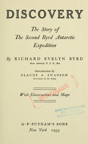 Tapa de Discovery; the story of the second Byrd Antarctic Expedition