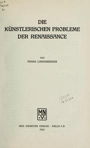 Tapa de Die künstlerischen Probleme der Renaissance