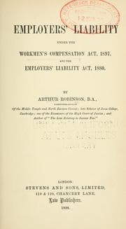 Tapa de Employers' liability under the Workmen's Compensation Act, 1897, and the Employer's Liability Act, 1880