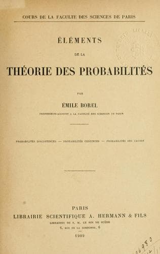 Tapa de Eléments de la théorie des probabilités.
