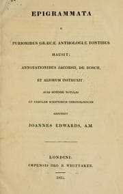 Tapa de Epigrammata e purioribus graecae anthologiae fontibus hausit