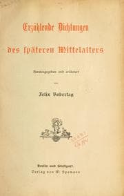 Tapa de Erzählende Dichtungen des späteren Mittelalters